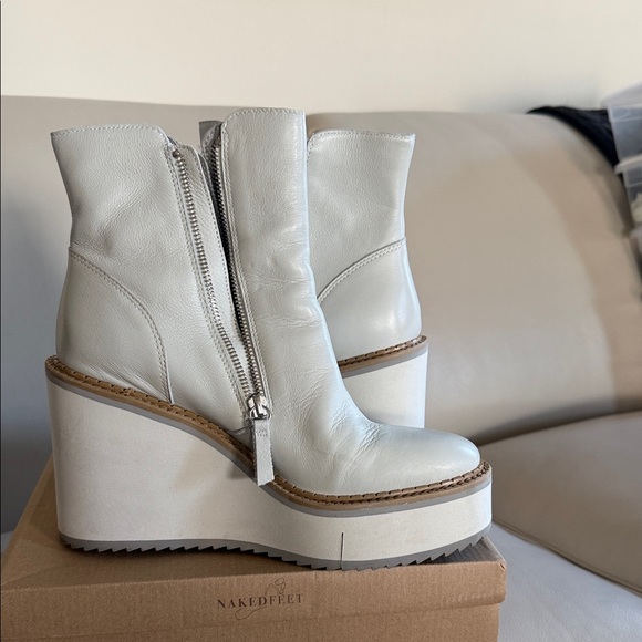 Naked Feet Cream Wedge Boots - Picture 5 of 7